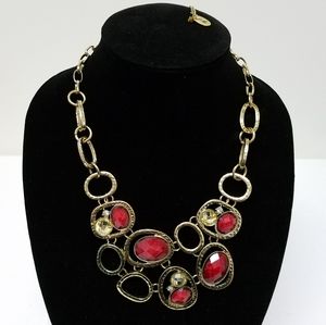 Jules Necklace. Red and Gold.